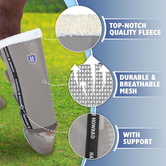 UV Protection Horse Leg Boots Breathable Mesh PVC Equine Guards Insect-Repellent Wraps Reduced Fatigue Equestrian Gear - Blue